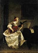 Gerard ter Borch the Younger The Lute Player oil painting on canvas